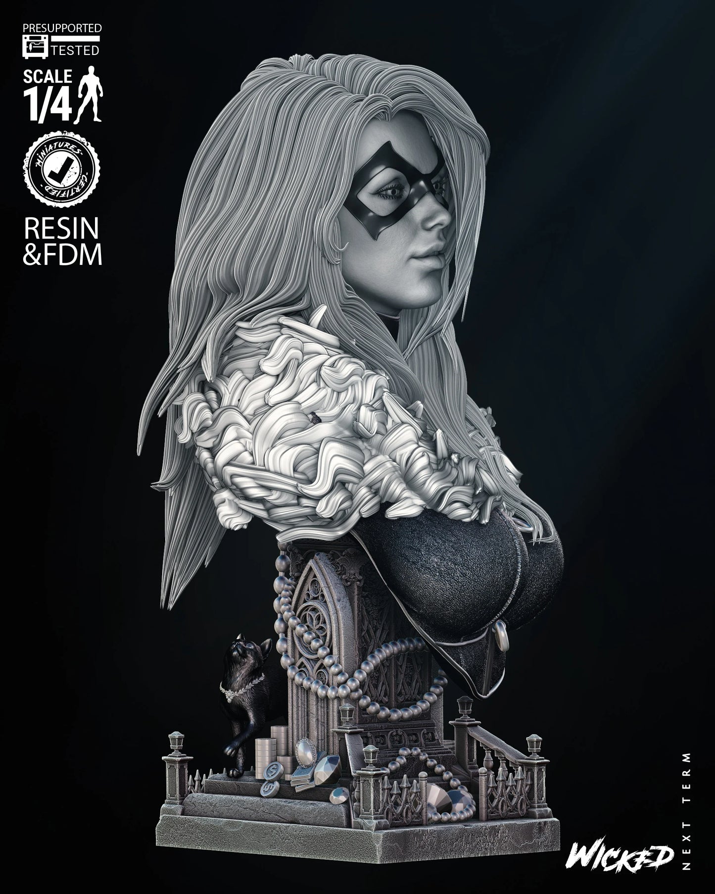 Black Cat - Bust by Wicked3D FAN ART