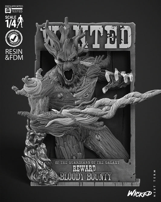 Groot Comic Version - Guardians Of The Galaxy - 3D Poster by Wicked3D FAN ART