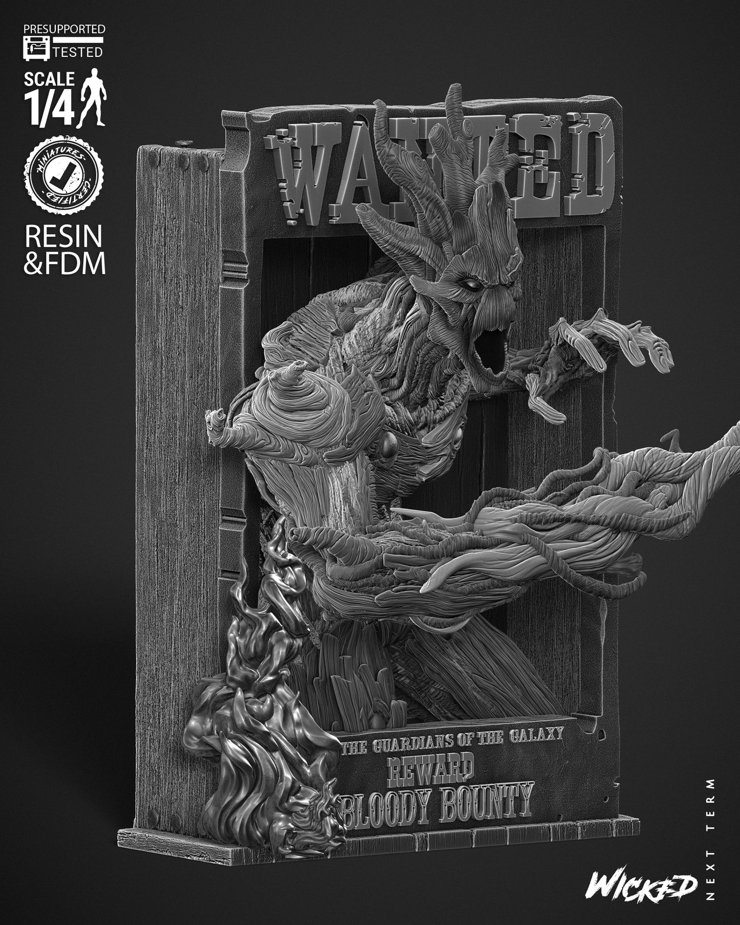 Groot Comic Version - Guardians Of The Galaxy - 3D Poster by Wicked3D FAN ART