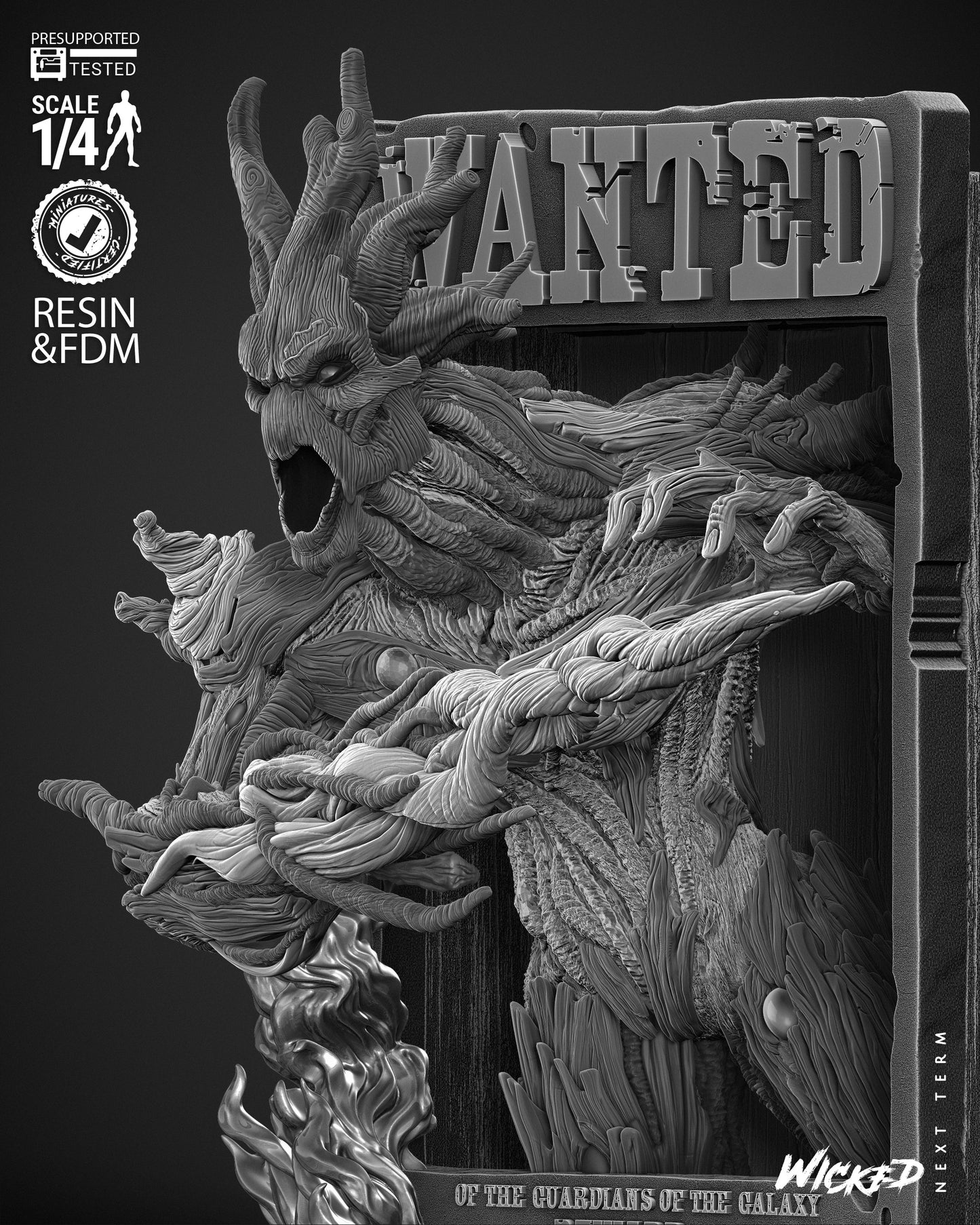 Groot Comic Version - Guardians Of The Galaxy - 3D Poster by Wicked3D FAN ART