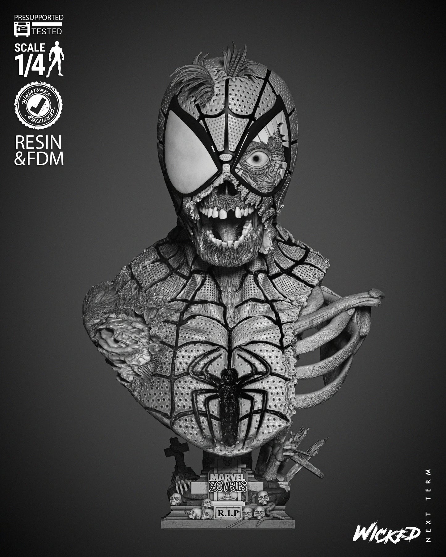 Spiderman Zombie - Bust by Wicked3D FAN ART