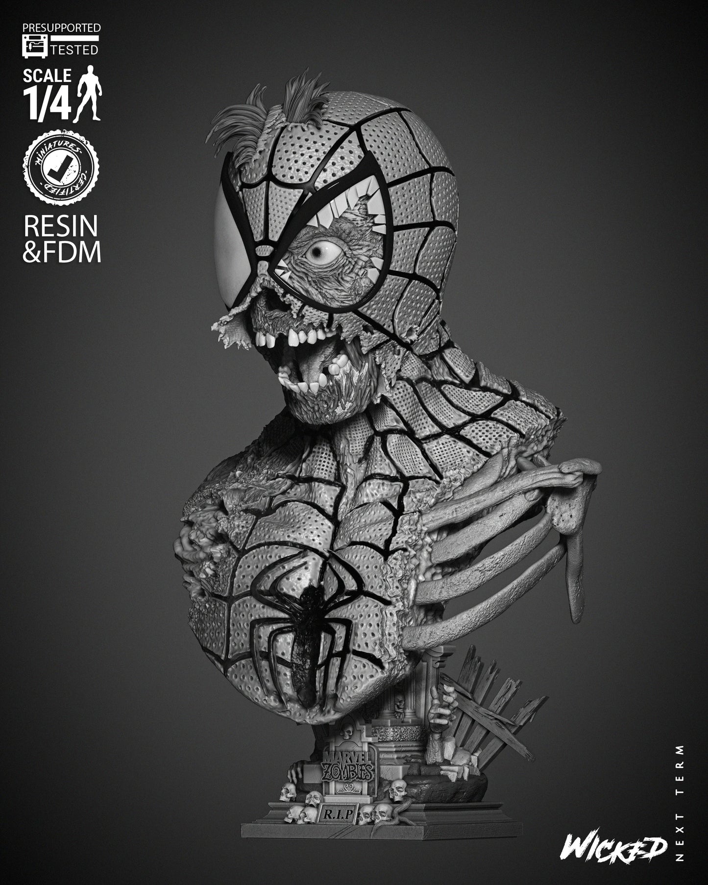 Spiderman Zombie - Bust by Wicked3D FAN ART