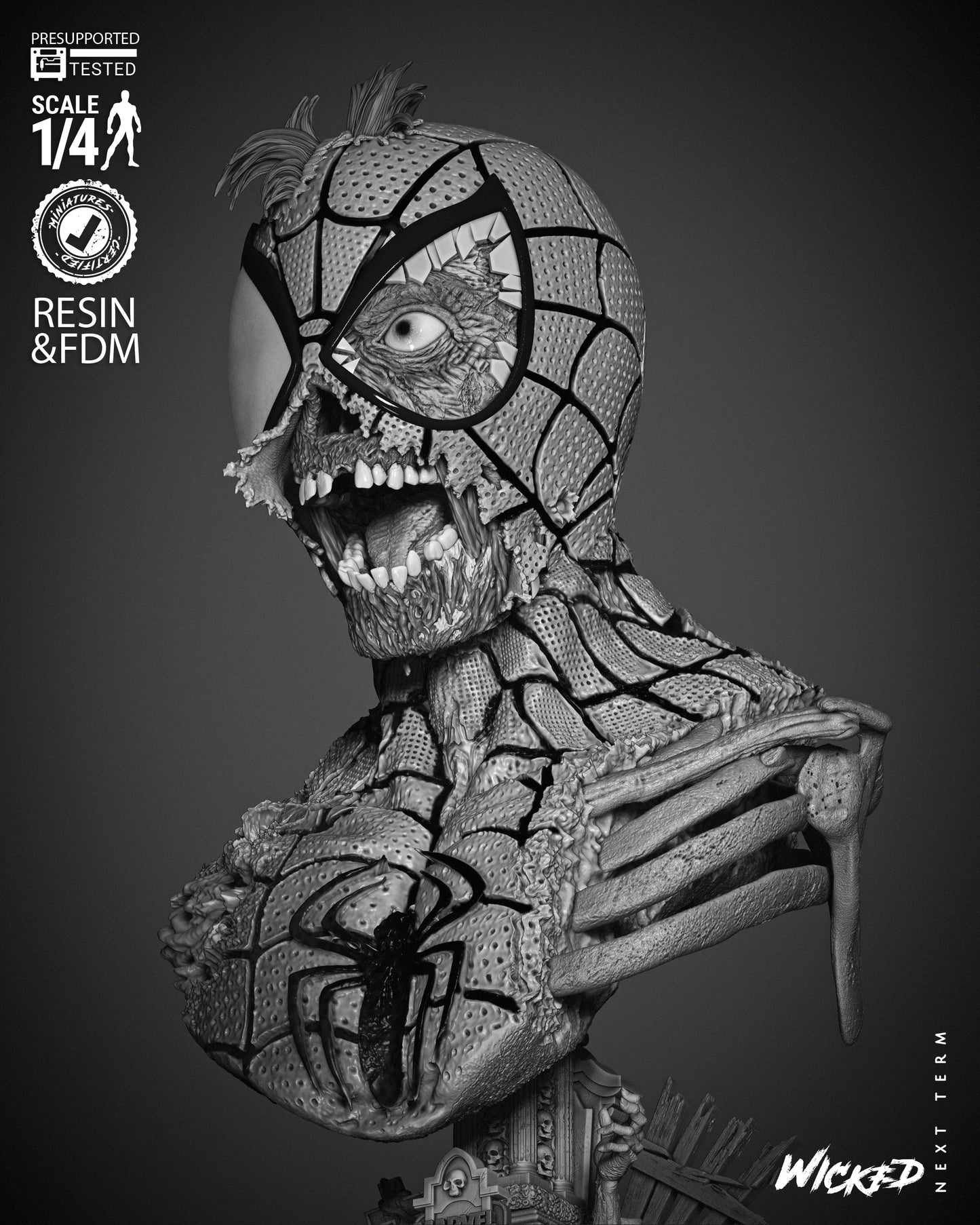 Spiderman Zombie - Bust by Wicked3D FAN ART