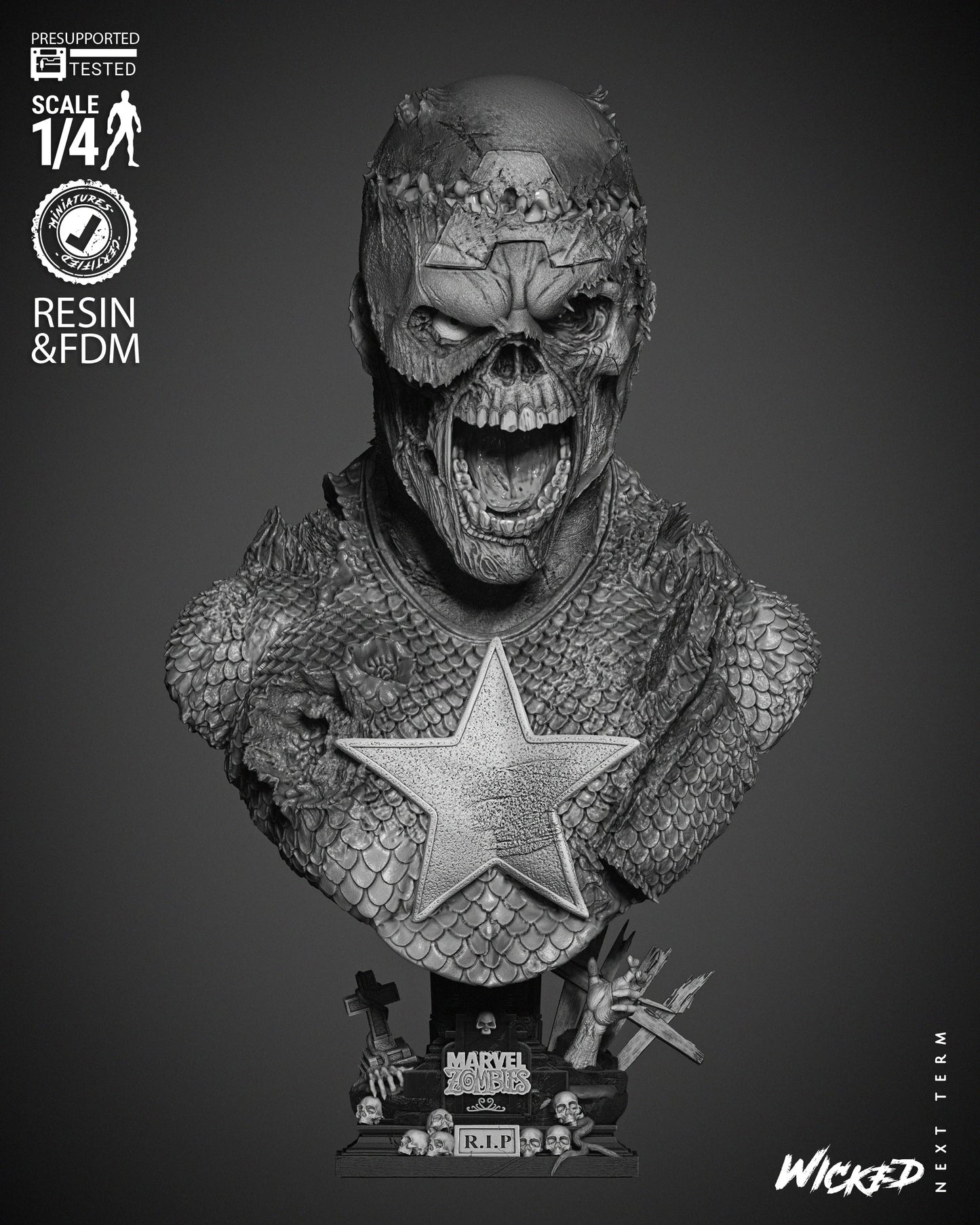 Captain America Zombie - Bust by Wicked3D FAN ART