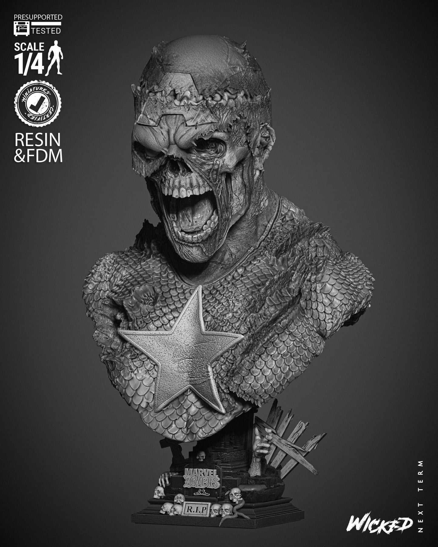 Captain America Zombie - Bust by Wicked3D FAN ART