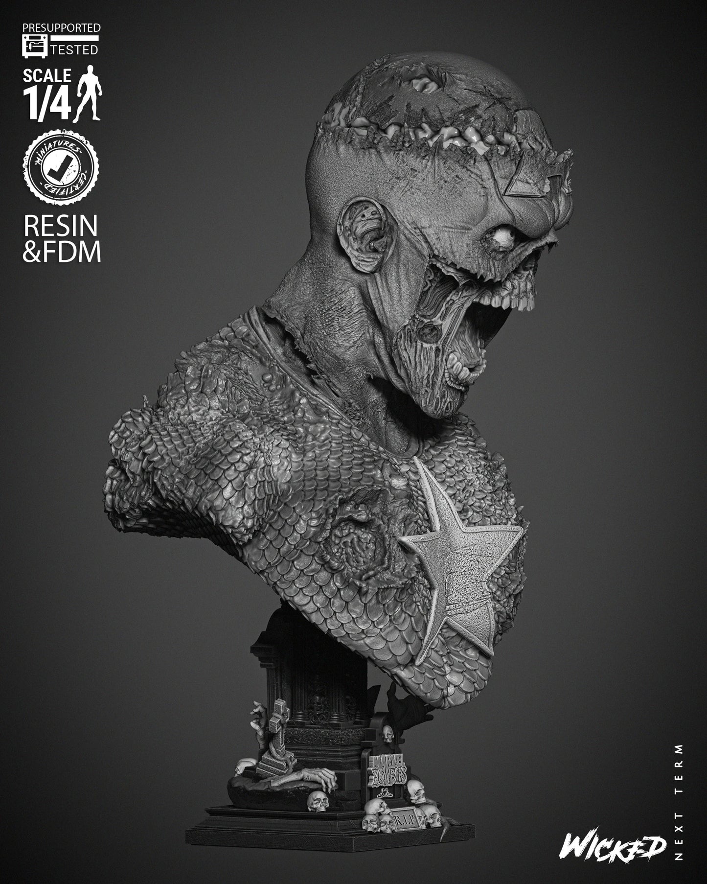 Captain America Zombie - Bust by Wicked3D FAN ART