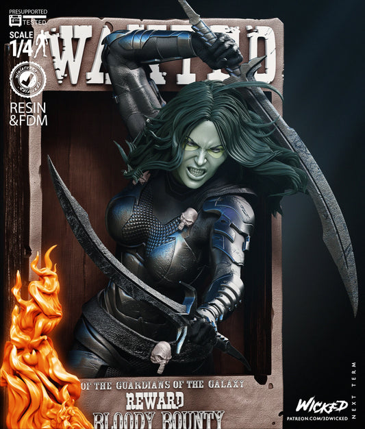 Gamora - Comic Version - Guardians Of The Galaxy - 3D Poster by Wicked3D FAN ART