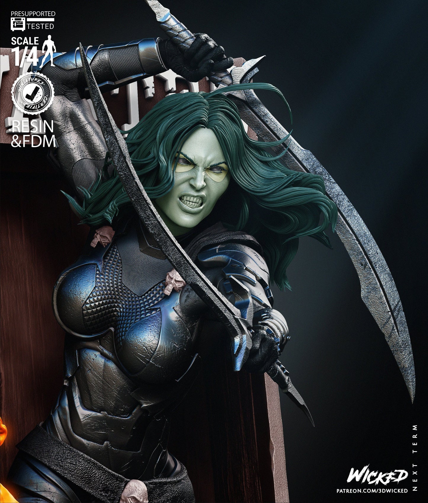 Gamora - Comic Version - Guardians Of The Galaxy - 3D Poster by Wicked3D FAN ART