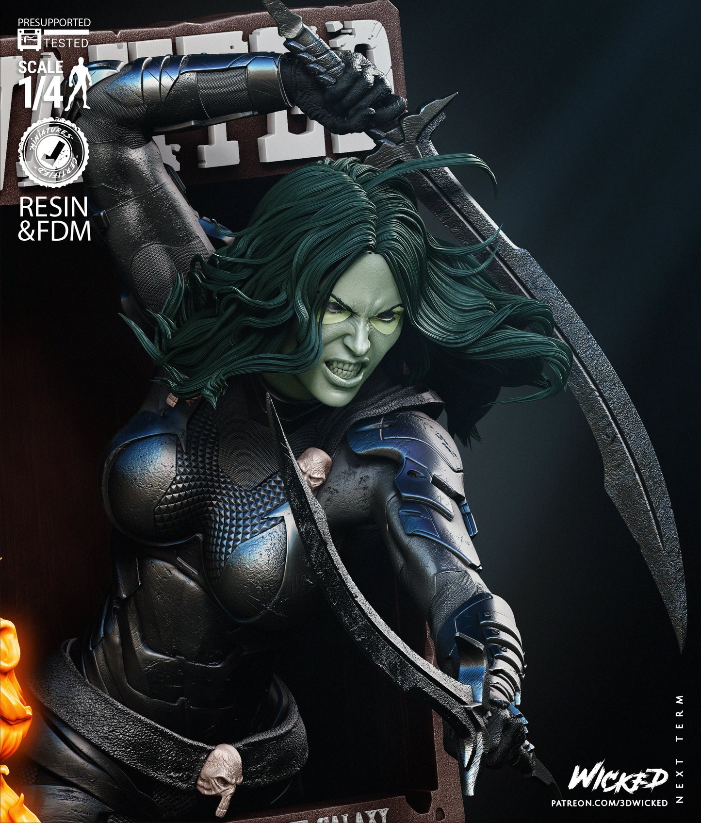 Gamora - Comic Version - Guardians Of The Galaxy - 3D Poster by Wicked3D FAN ART