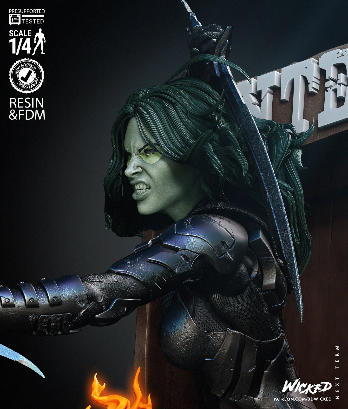 Gamora - Comic Version - Guardians Of The Galaxy - 3D Poster by Wicked3D FAN ART