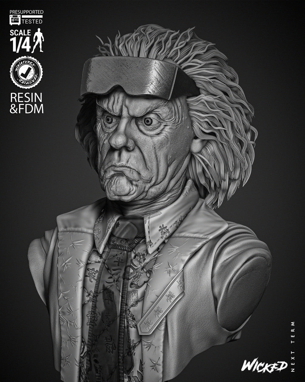 Dr Emmett Brown - Back To The Future - Bust by Wicked3D FAN ART