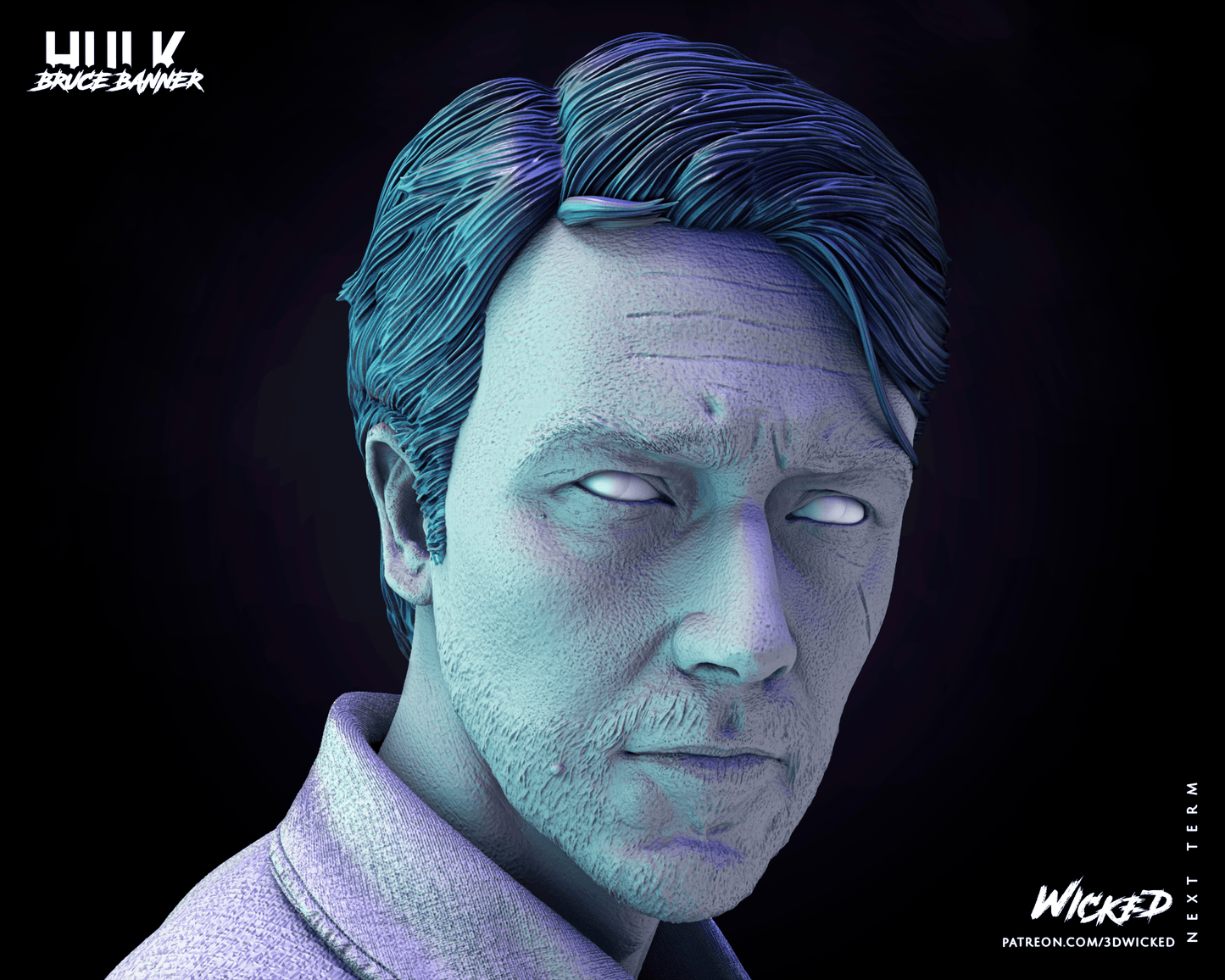 Bruce Banner - Incredible Hulk - Bust by Wicked3D FAN ART