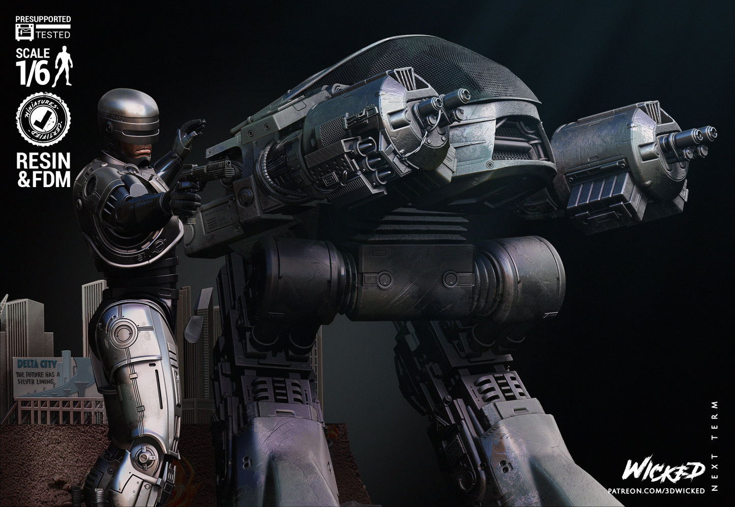 RoboCop and ED209 Diorama by Wicked3D FAN ART