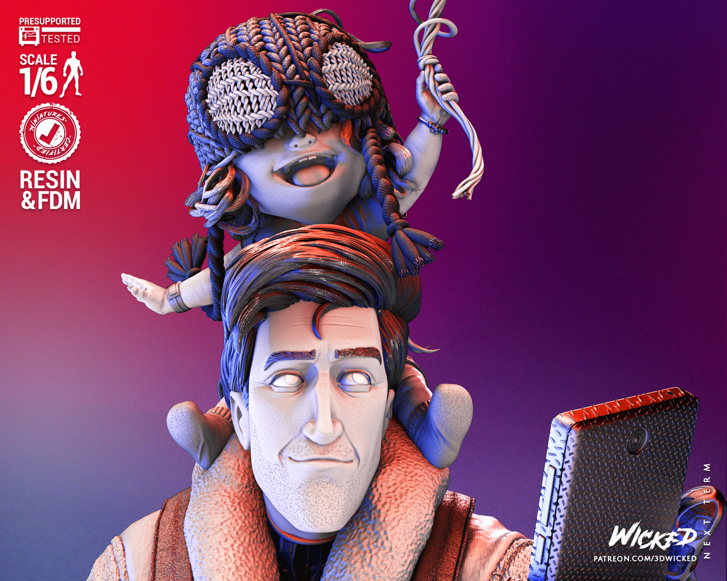 Peter B Parker and Mayday - Spiderman - Across the Spiderverse - Bust by Wicked3D FAN ART