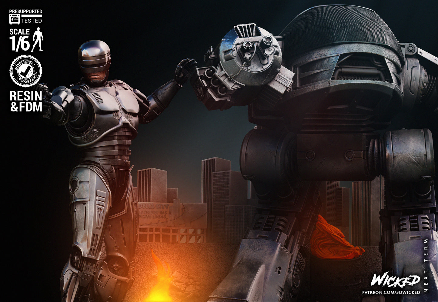 RoboCop and ED209 Diorama by Wicked3D FAN ART