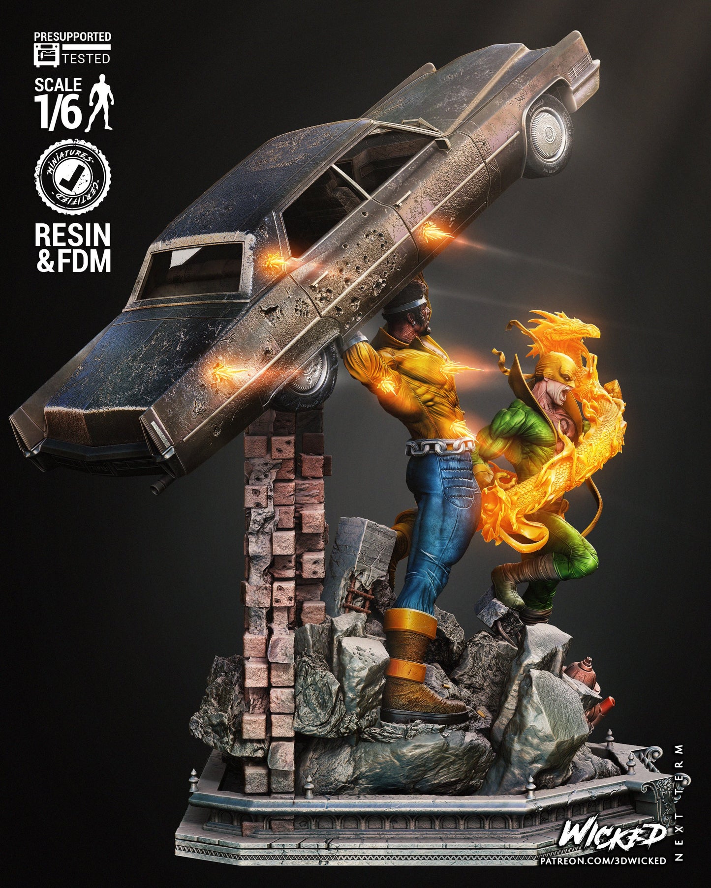 Iron Fist - Luke Cage - Power Man V2 Diorama by Wicked3D FAN ART