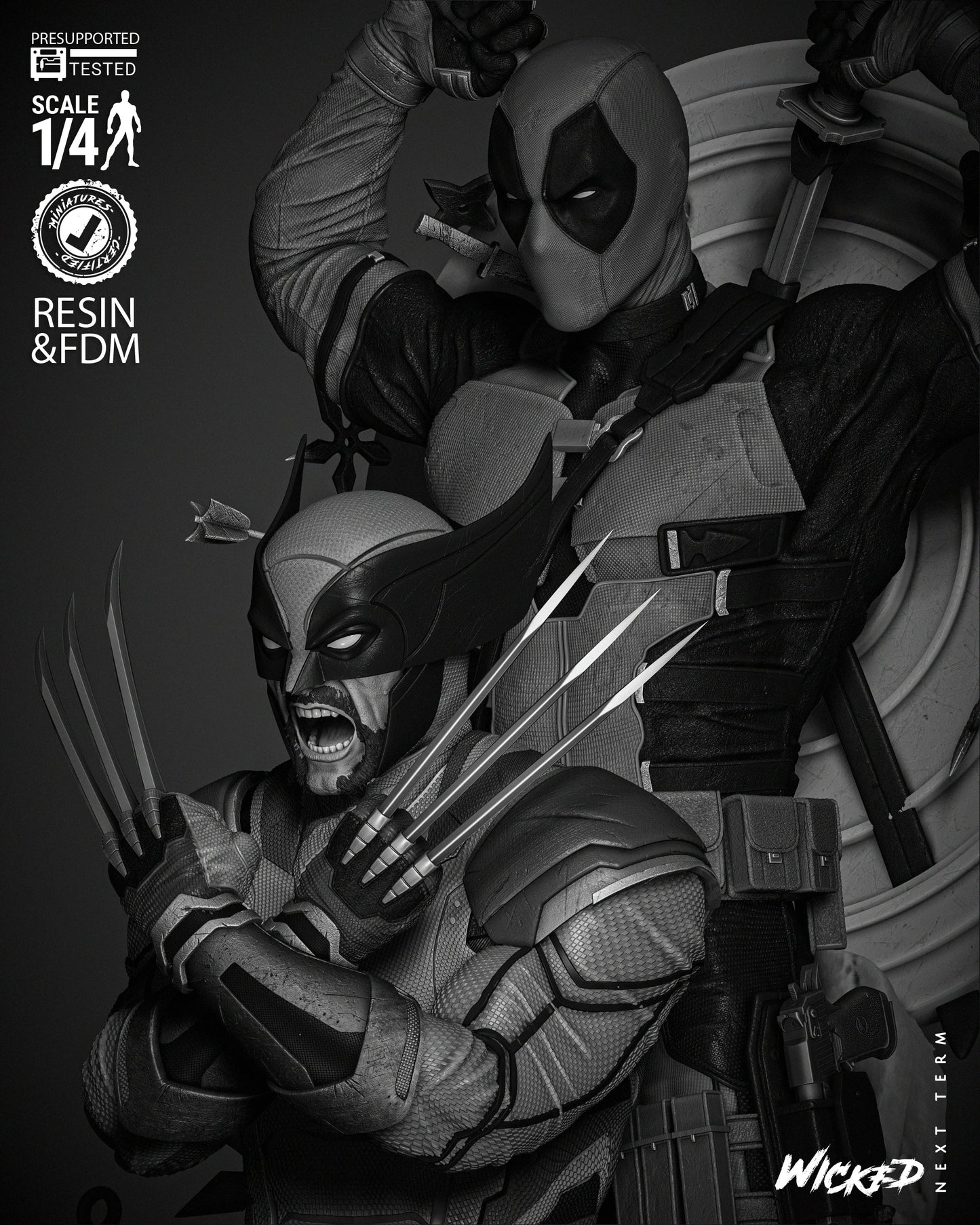 Deadpool and Wolverine - Bust by Wicked3D FAN ART