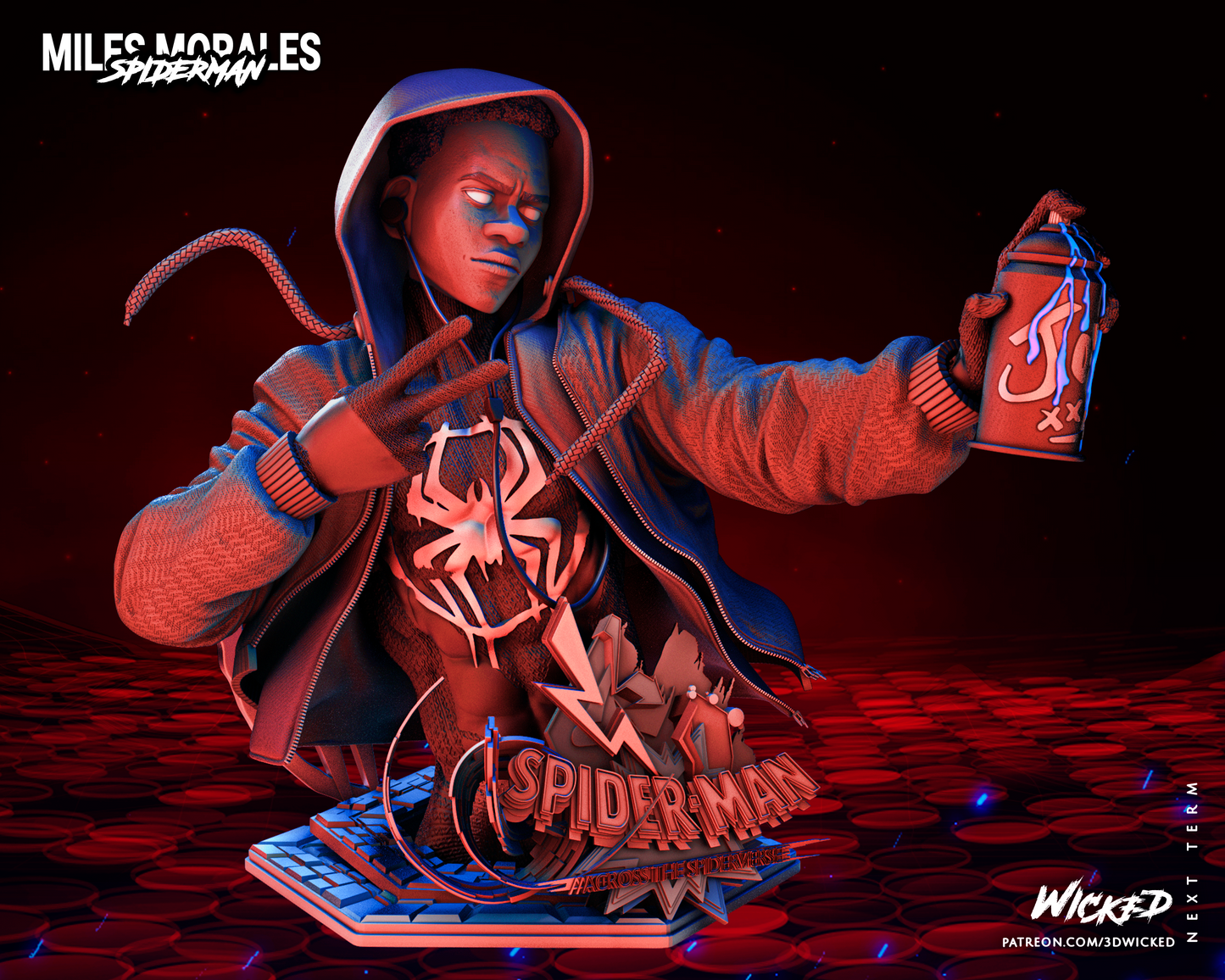 Miles Morales - Spiderman - Across the Spiderverse - Bust by Wicked3D FAN ART