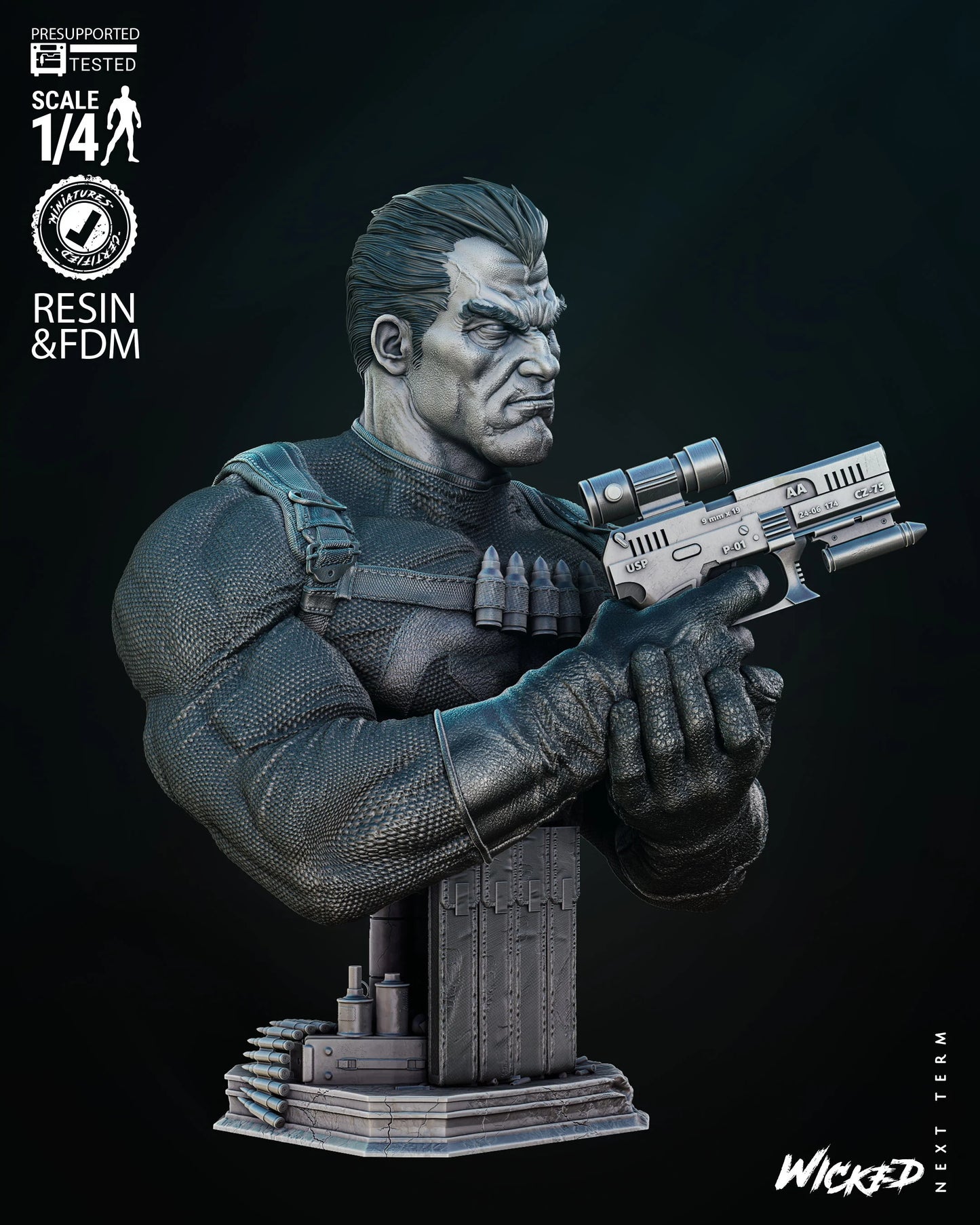 Punisher - Bust by Wicked3D FAN ART