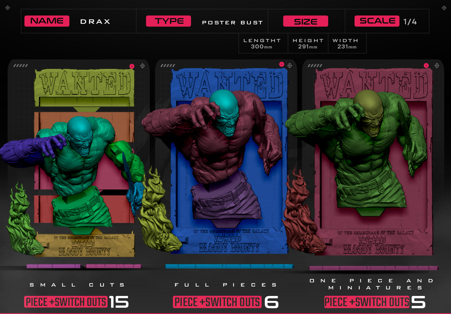 Drax - Guardians Of The Galaxy - 3D Poster by Wicked3D FAN ART