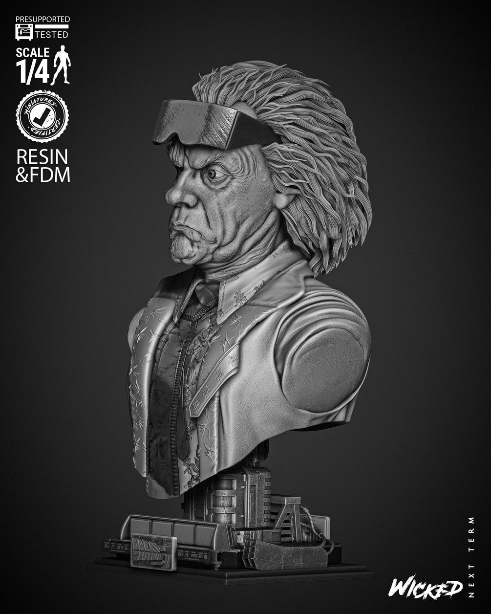 Dr Emmett Brown - Back To The Future - Bust by Wicked3D FAN ART